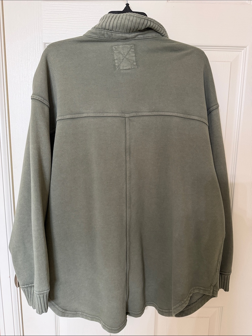 aerie Washed Sage Fleece Button-Up Shacket - Picture 2 of 4